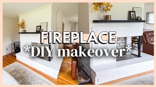 DIY FIREPLACE MAKEOVER | how to paint brick the *easy* way & living room makeover pt. 2