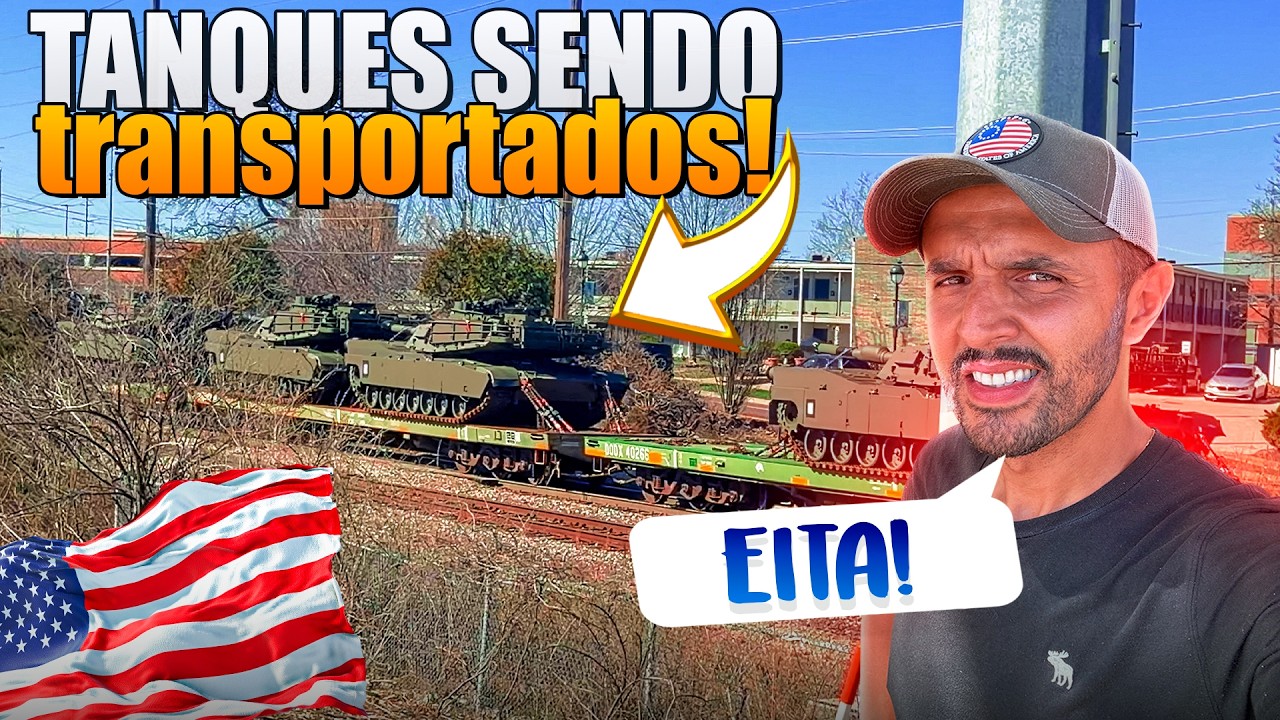 FLAGREI TREM AMERICANO TRANSPORTANDO TANQUES! 🇺🇸