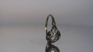 Retro Vintage 1940S Symmetrical Filigree Ring With Old European Cut Center Diamond, Atl