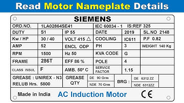Motor Nameplate Details Explained | How to Read Electric Motor nameplate @TheElectricalGuy