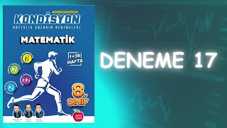 Newton Yayınları 8.Sınıf Kondisyon Haftalık Kazanım Denemeleri Deneme 17 Çözümleri