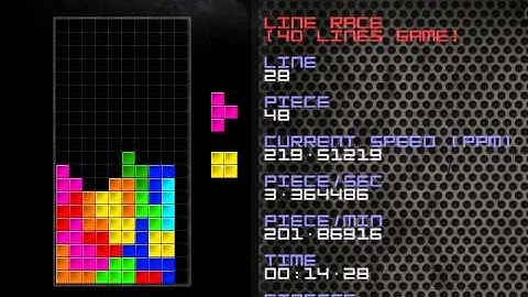 30.51 seconds in 40 lines Tetris sprint