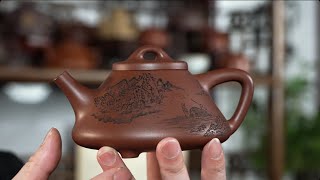 黄龙山四号井底槽青泥料，实力派高手名家陈真真老师全手工制作子冶石瓢紫砂壶