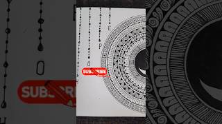 Half Mandala Magic in Black Pen | Easy pen mandala tutorial #art #ytshorts #painting #artist #viral