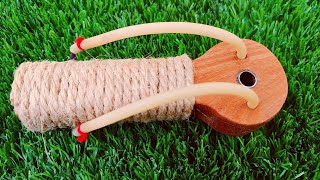 Innovative slingshot with tube and rope (simple and accessible)-DIY