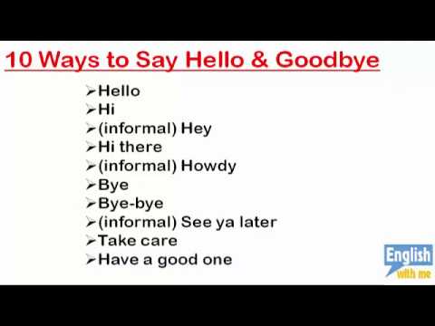 English Phrases for Conversation (01): 10 Ways to say hello and goodbye -  YouTube