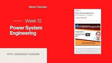 Power System Engineering Nptel Assignment Answers Week 12