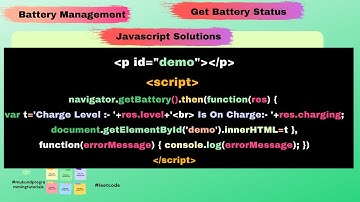 How to get battery status of user system in javascript - Battery Management