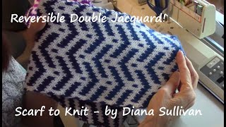 Reversible Double Jacquard Chevron Scarf for Machine Knitters by