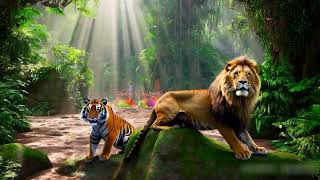 In the jungle where they roam,A tiger and a lion call it home screenshot 4