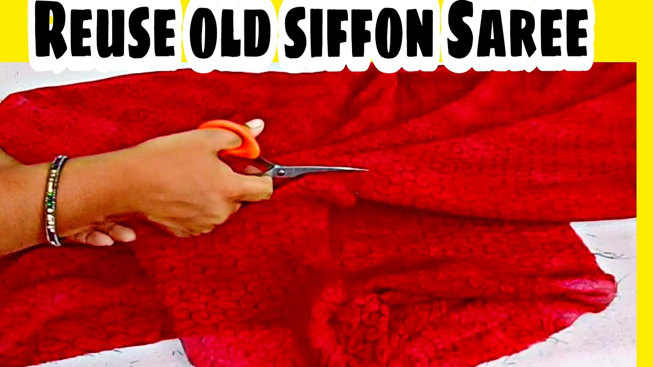 पुरानी साड़ी leftover Fabric Diy Dress , Reuse Old saree, siffon Saree Ideas