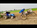 Sonalika Di 60 Rx Tractor with stuck in mud Pulling by Eicher 242 Tractor