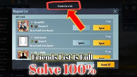 How To Fix Problem Friends List Is Full In Pubg Mobile|PUBG Main Friends request accept nhi ho rhi
