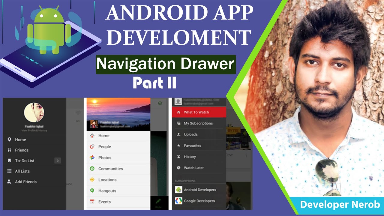 Android Bangla Tutorial how to created navigation drawer android studio ...