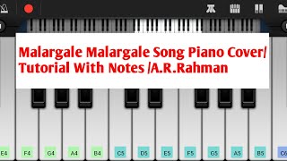 Video thumbnail of "Malargale Malargale|Manasuna Manasuga Song Piano Tutorial/Cover With Notes|A.R.Rahman|Love Birds"