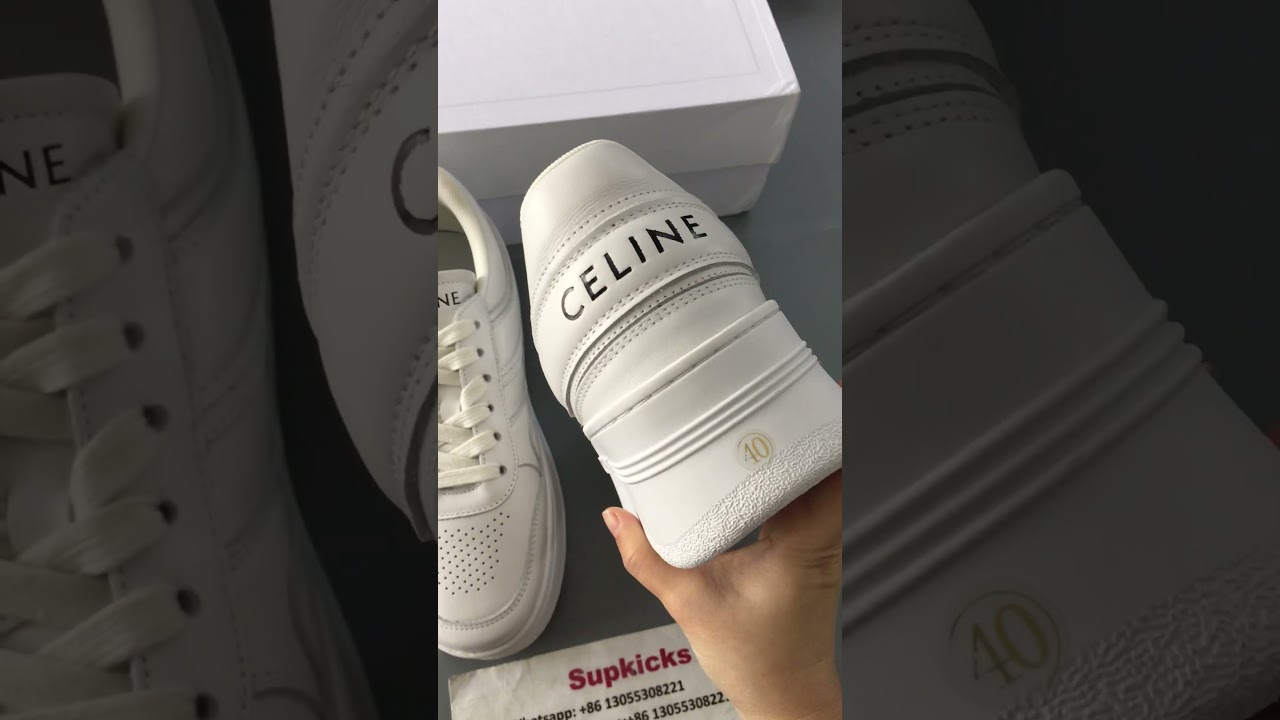Celine Block Sneakers With Wedge Outsole In Calfskin Optic White 