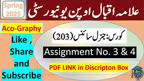 ⏩ AIOU Code 203 Solved Assignment No.3 & 4 Spring 2025 || Subject: General Science || Level: Matric
