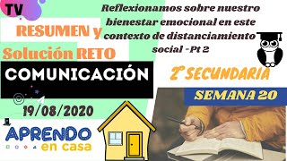TAREA RESUELTA DE APRENDO EN CASA | COMUNICACION 2 SECUNDARIA - TV PERU 19-08-2020