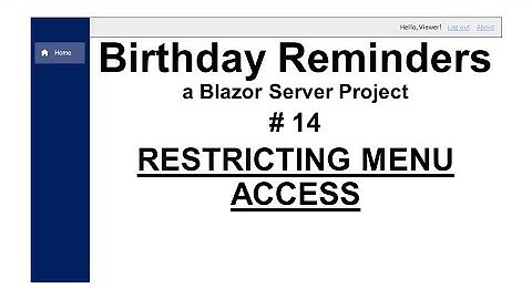 Birthday Reminders - 14 - Restricting access to menu items by user login