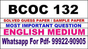 bcoc 132 important questions | bcoc 132 previous year question paper | bcoc 132 study material