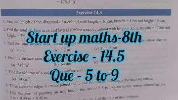 start up mathematics class 8 ch-14 solution exercise 14.5 |  mensuration |viva Education ex14.5