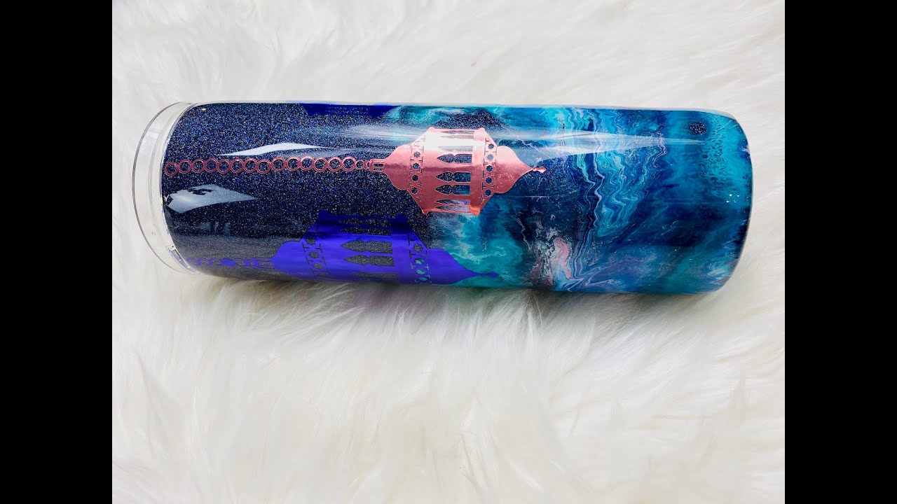 Alcohol Ink Glitter Tumbler | Epoxy Full Process - YouTube