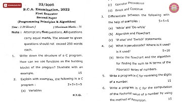 BCA 1ST SEM PROGRAMMING PRINCIPLES AND ALGORITHM 2022 | VBSPU