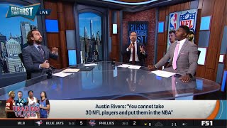 FIRST THINGS FIRST | Nick Wright roasts Austin Rivers for implying NBA players could play in the NFL