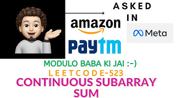 Continuous Subarray Sum | Clear Explanation | Leetcode 523 | codestorywithMIK