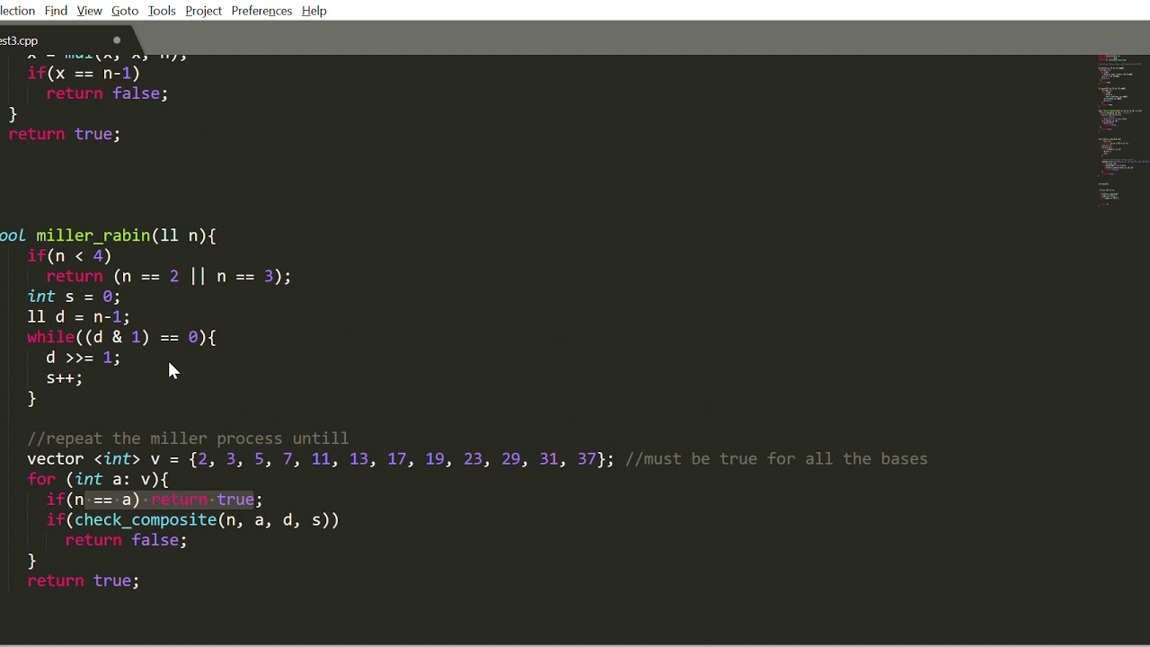 Miller Rabin Algo Implementation in C++ - YouTube