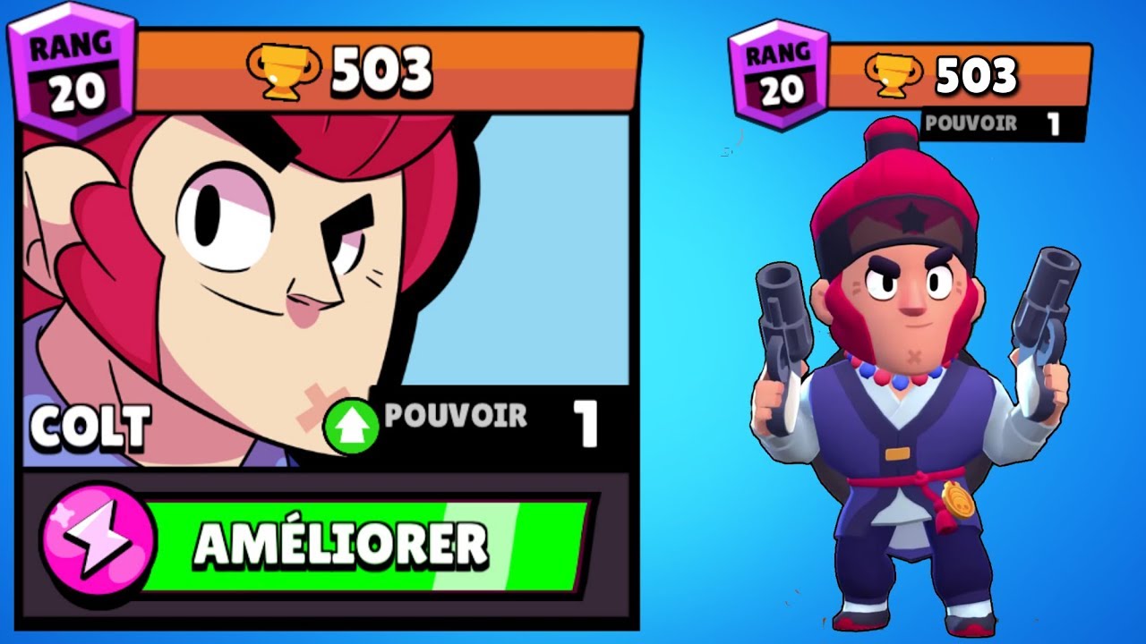 Brawl Stars Colt Meilleur Brawler Pouvoir 1 Monte 500 Facilement Youtube - colt rocker brawl stars