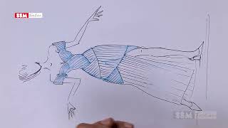 How to Draw Fashion Illustration with Watercolor | Elegant Blue Dress Tutorial | SSM Fashion