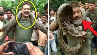 Sempat Direkam Warga! Bermain Ular Raksasa, Tiba-tiba Pria ini Alami Kejadian Mengerikan!