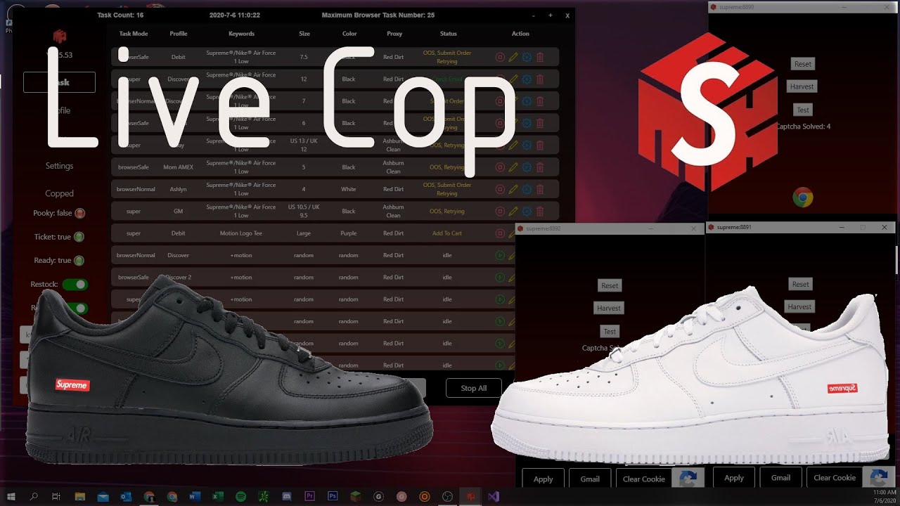 LIVE COP ep. 6 - SUPREME AIR FORCE 1 RESTOCK | MEKpreme - YouTube
