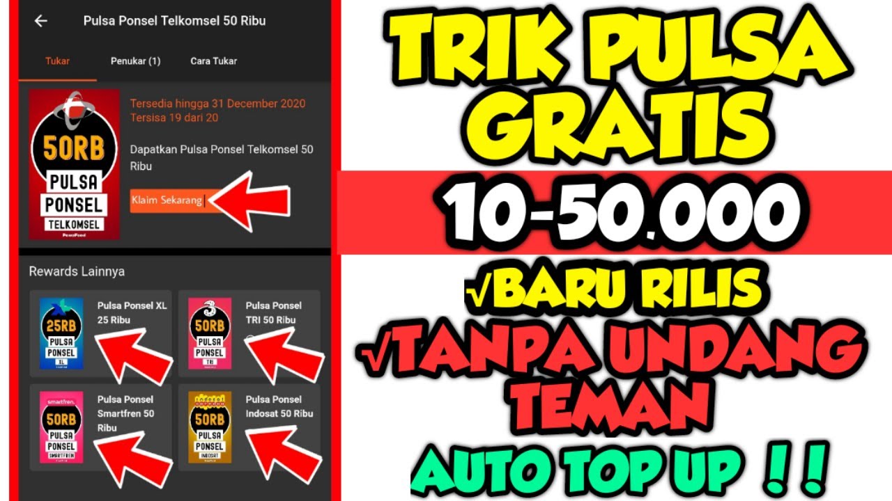 Apk Penghasil Pulsa Tercepat 2020 - Cara Dapat Pulsa Rp.50.000 - Pulsa Gratis 2020 guys divideo kali. 