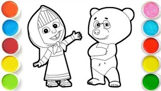 Masha With Bear Drawing, Painting & Coloring For Kids And Toddlers Child Art