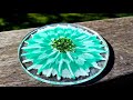 #933 Green And White 3D Resin Flower Coaster Using Dalchem Crystal Clear