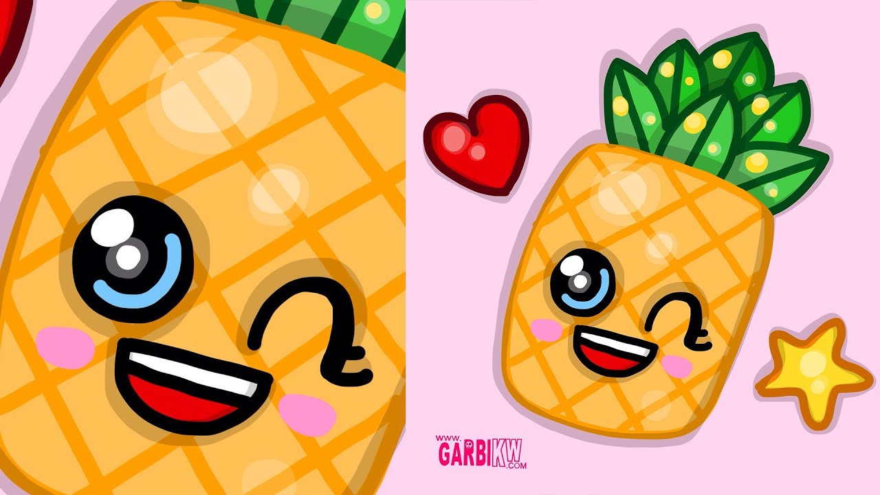 How To Draw A Kawaii Pineapple by Garbi KW - easy drawings - YouTube