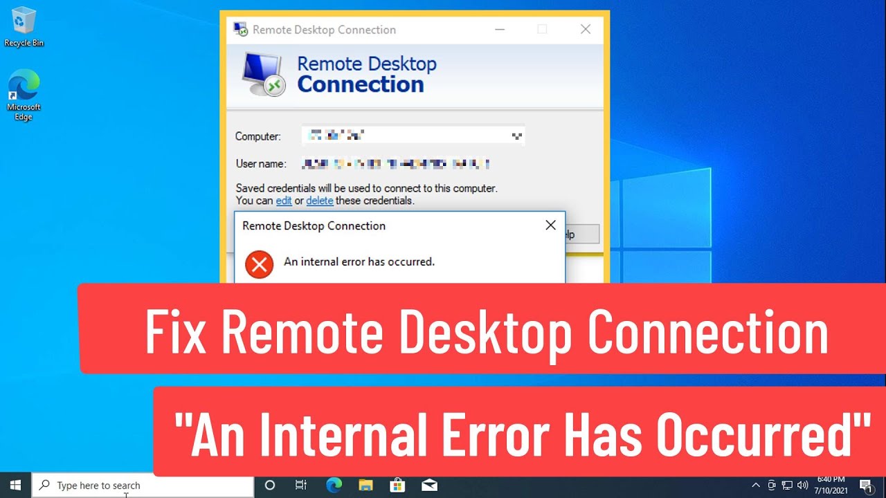 RDP внутренняя ошибка. RDP Error connection. Error Remote connect. Error connect RDP. An internal error has occurred