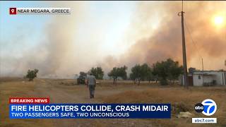 2 firefighting helicopters collide mid-air in Greece