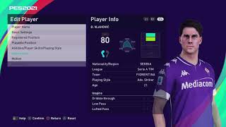 Dušan Vlahović face e football pes 2021 fiorentina