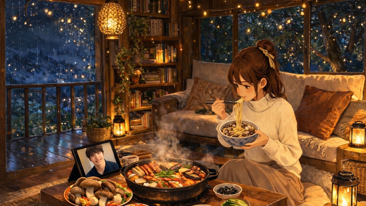 A Stormy Day in My Treehouse | Mushroom Foraging & Warm Noodles in Ghibli Style & Ghibli Alone