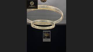 Fandom Lights 2 Ring Crystal LED Chandelier Hanging Suspension Lamp - Warm White