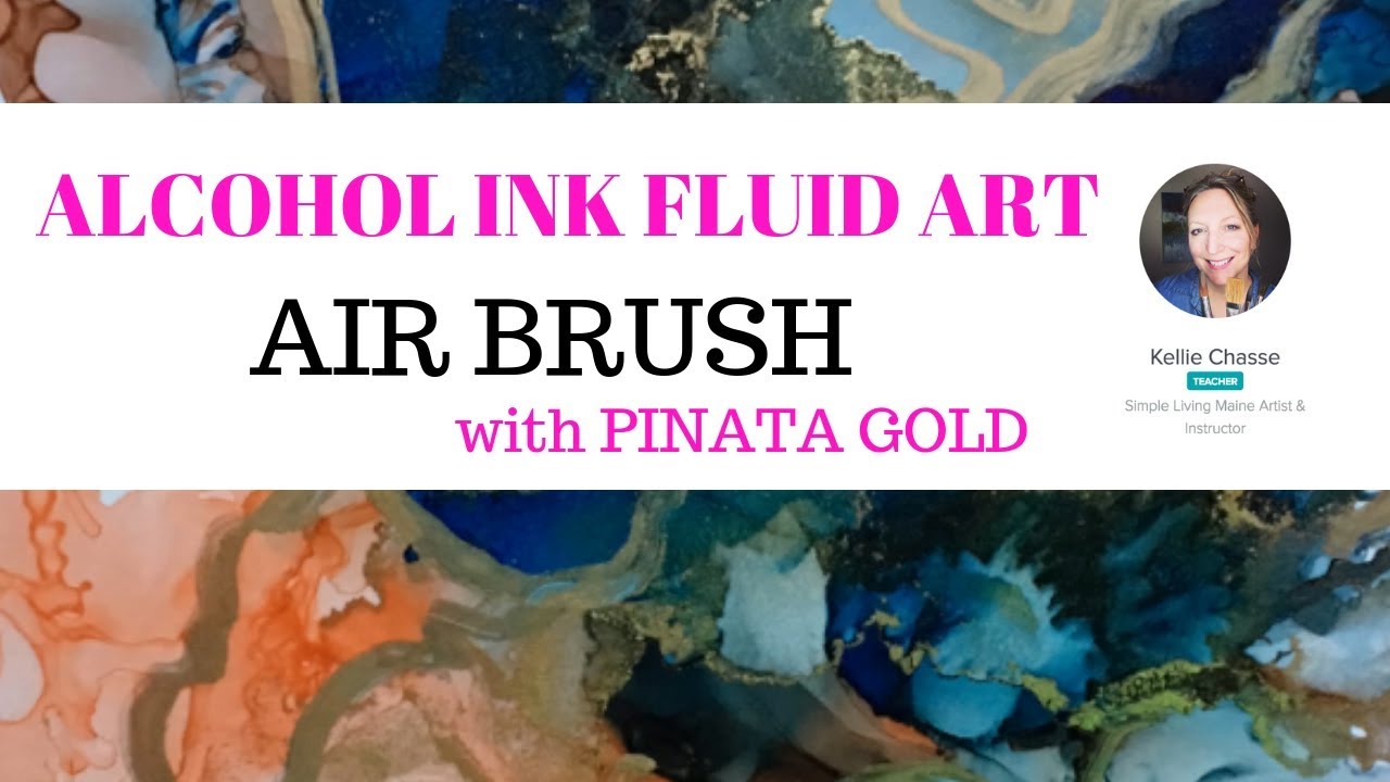 Alcohol Ink Fluid Art with Gold and an Air Brush - YouTube