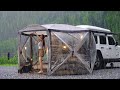 Camping en solo sous de fortes pluies  aventures de pluie puissantes sous tente et dtente asmr