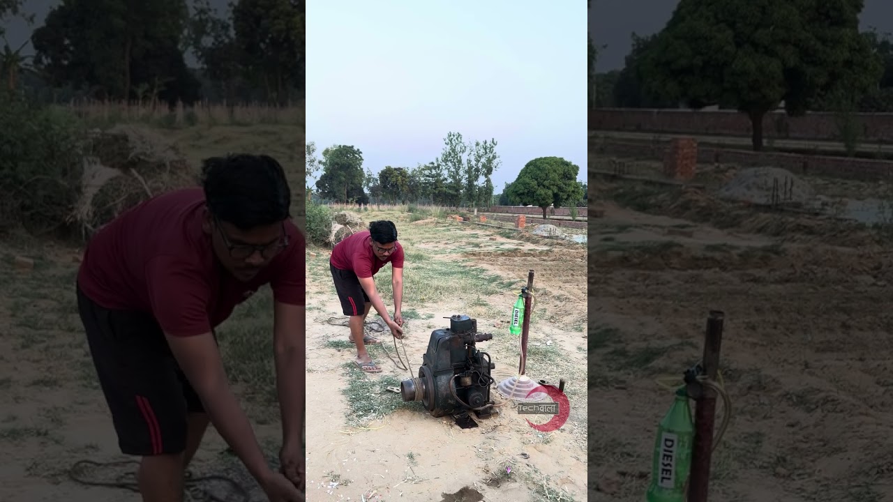 Engine rassi se start kar diya | How to start diesel engine by rope |