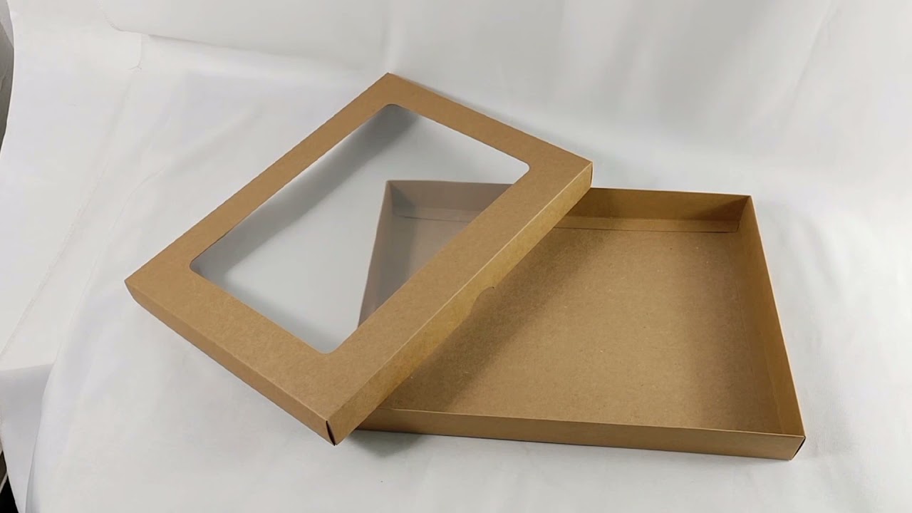Kraft paper gift box package with clear pvc window candy favors krafts display package box