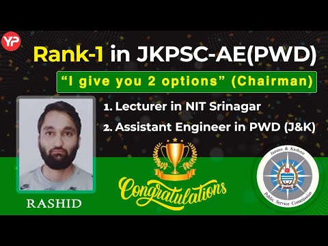 Rank 1 | JKPSC AE PWD Selection | NIT Srinagar graduate selected in JKPSC AE PWD