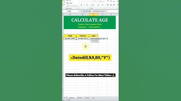 Excel Formula Hacks | Calculate Age in Excel #shorts #short