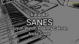 Sanes - GuyonWaton x Denny Caknan | Karaoke Nada Cowo (F#) Koplo Jaranan